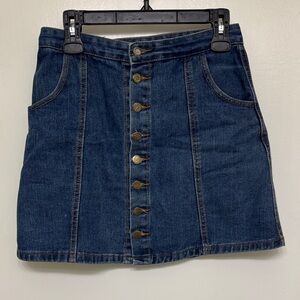 Denim Button-Front Skirt